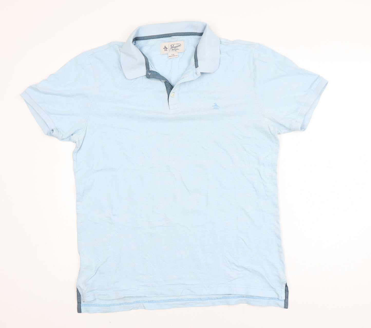 Original Penguin Men's Blue Cotton Polo Shirt Size L