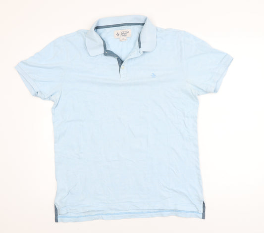 Original Penguin Men's Blue Cotton Polo Shirt Size L