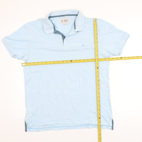 Original Penguin Men's Blue Cotton Polo Shirt Size L