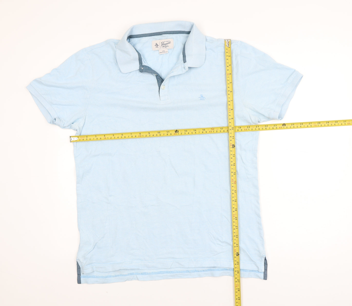 Original Penguin Men's Blue Cotton Polo Shirt Size L