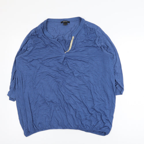 Esmara Women Blue Tunic Blouse Size 16/18 V-Neck 3/4 Sleeve