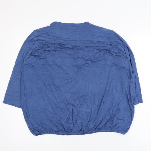 Esmara Women Blue Tunic Blouse Size 16/18 V-Neck 3/4 Sleeve