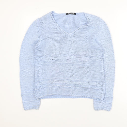 Betty Barclay Women Blue V-Neck Knit Jumper Size M Relaxed Fit