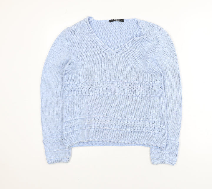 Betty Barclay Women Blue V-Neck Knit Jumper Size M Relaxed Fit
