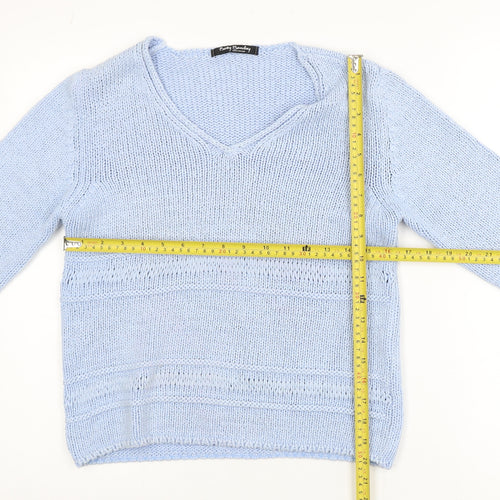 Betty Barclay Women Blue V-Neck Knit Jumper Size M Relaxed Fit
