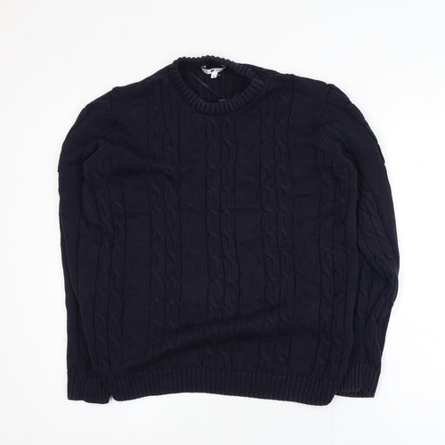 Marks and Spencer Womens Blue Cable-Knit Cotton Jumper UK 12