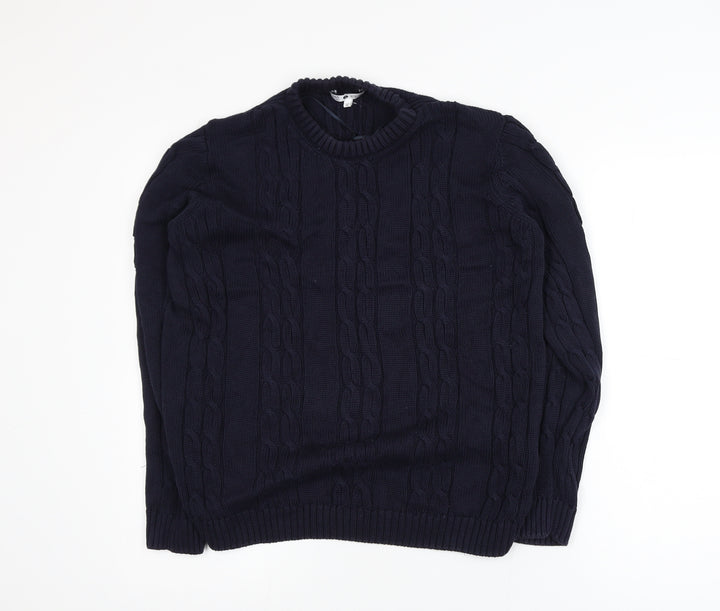 Marks and Spencer Womens Blue Cable-Knit Cotton Jumper UK 12