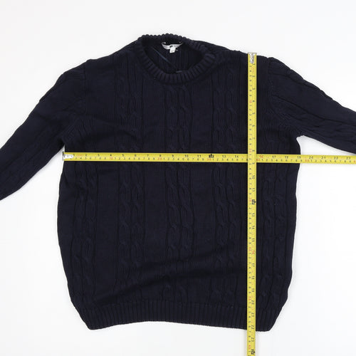 Marks and Spencer Womens Blue Cable-Knit Cotton Jumper UK 12