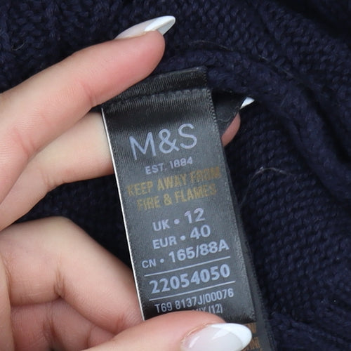 Marks and Spencer Womens Blue Cable-Knit Cotton Jumper UK 12
