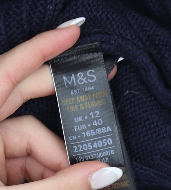 Marks and Spencer Womens Blue Cable-Knit Cotton Jumper UK 12