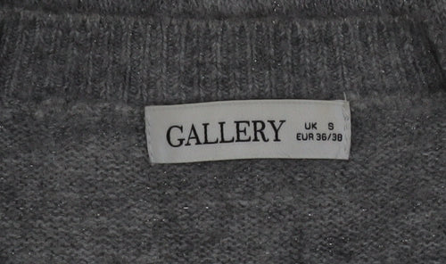 Gallery Women's Grey Sequin Christmas Jumper Size S