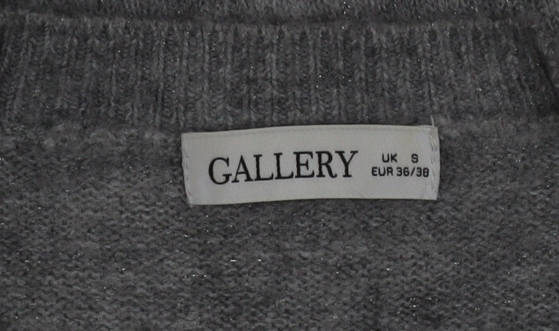 Gallery Women's Grey Sequin Christmas Jumper Size S