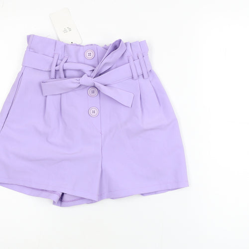 Copperrose Paris Women’s Purple Paperbag Belted Shorts Size S
