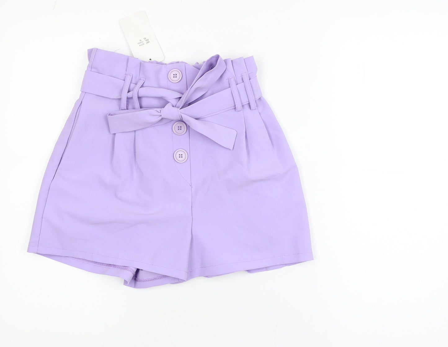 Copperrose Paris Women’s Purple Paperbag Belted Shorts Size S