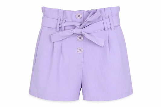 Copperrose Paris Women’s Purple Paperbag Belted Shorts Size S