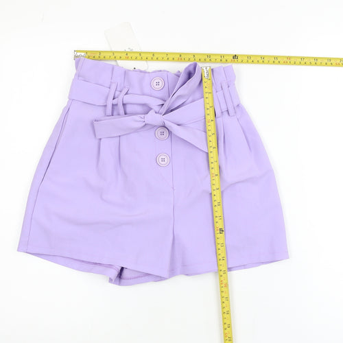 Copperrose Paris Women’s Purple Paperbag Belted Shorts Size S