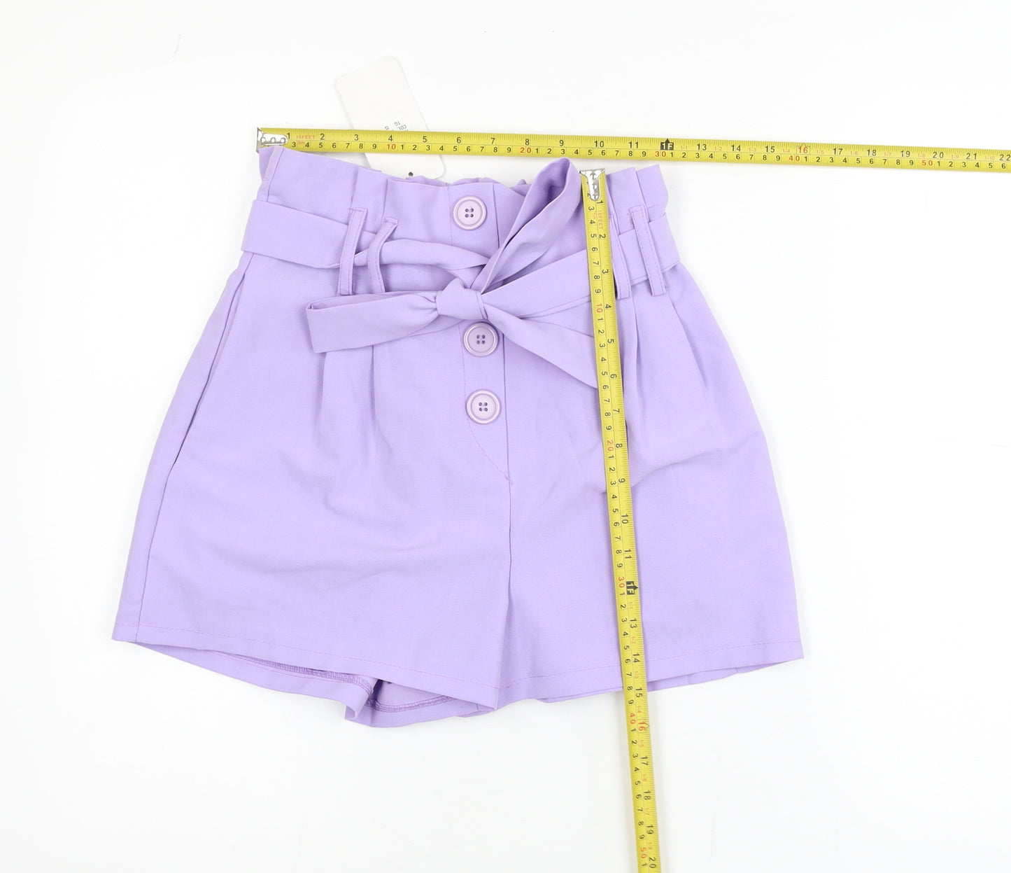 Copperrose Paris Women’s Purple Paperbag Belted Shorts Size S