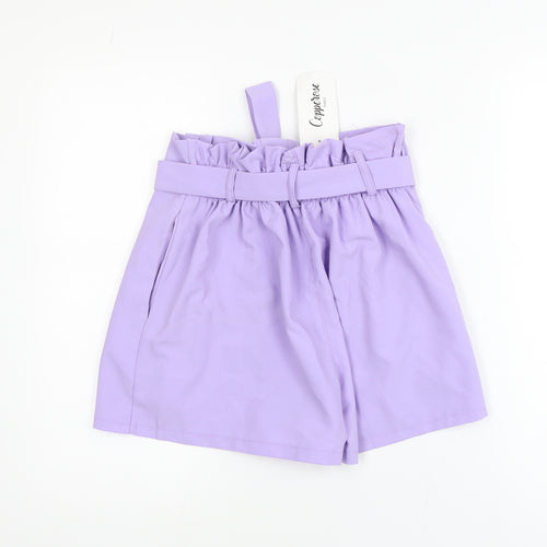 Copperrose Paris Women’s Purple Paperbag Belted Shorts Size S