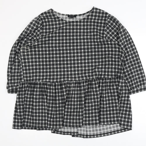 New Look Womens Black Checked Tunic Blouse UK 16