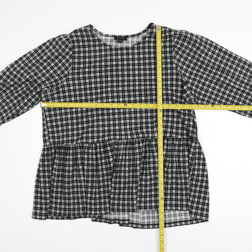New Look Womens Black Checked Tunic Blouse UK 16