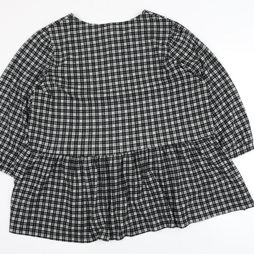 New Look Womens Black Checked Tunic Blouse UK 16