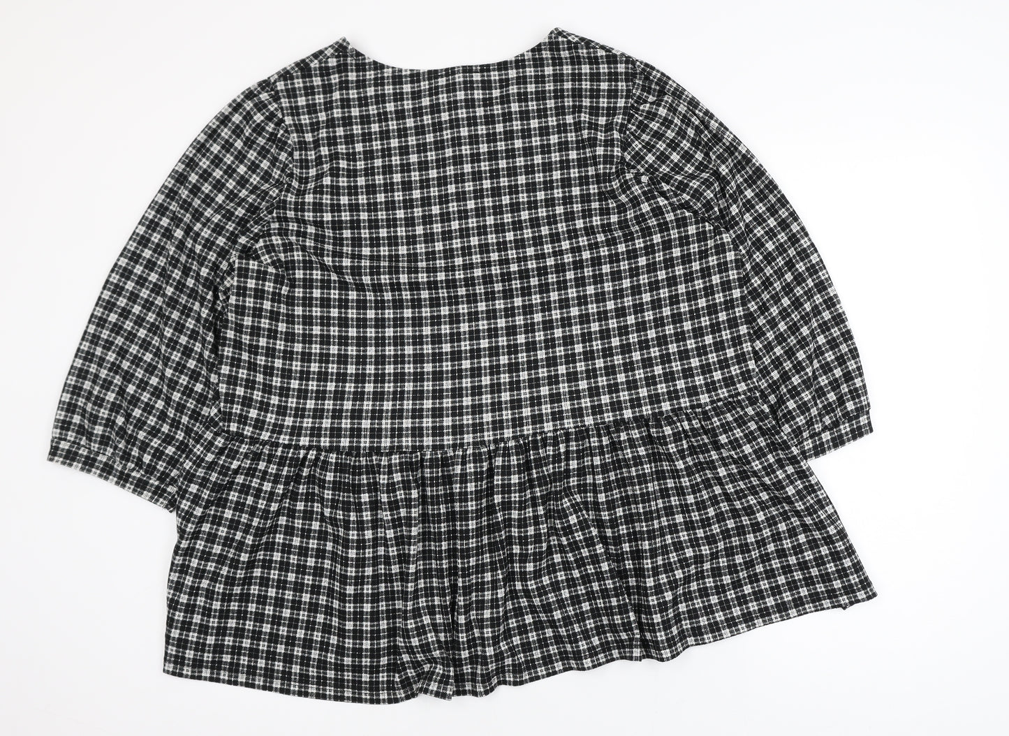 New Look Womens Black Checked Tunic Blouse UK 16