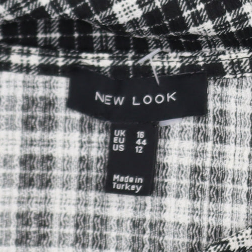 New Look Womens Black Checked Tunic Blouse UK 16