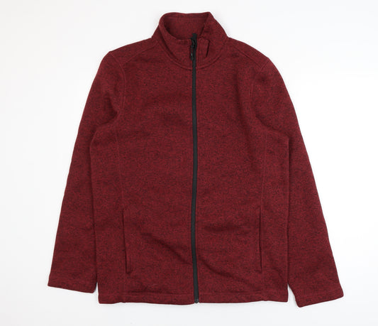 Livergy Men's Red Fleece Full Zip Mid-Length Jacket Size M