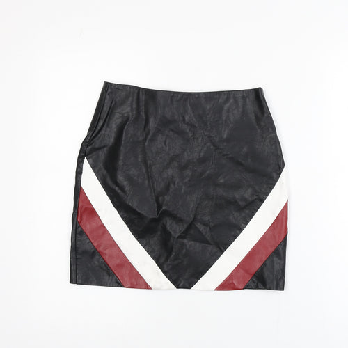 Vera & Lucy Women's Black Faux Leather Pencil Mini Skirt S