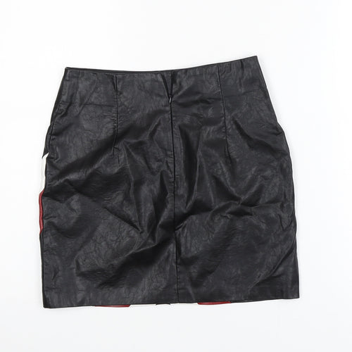Vera & Lucy Women's Black Faux Leather Pencil Mini Skirt S