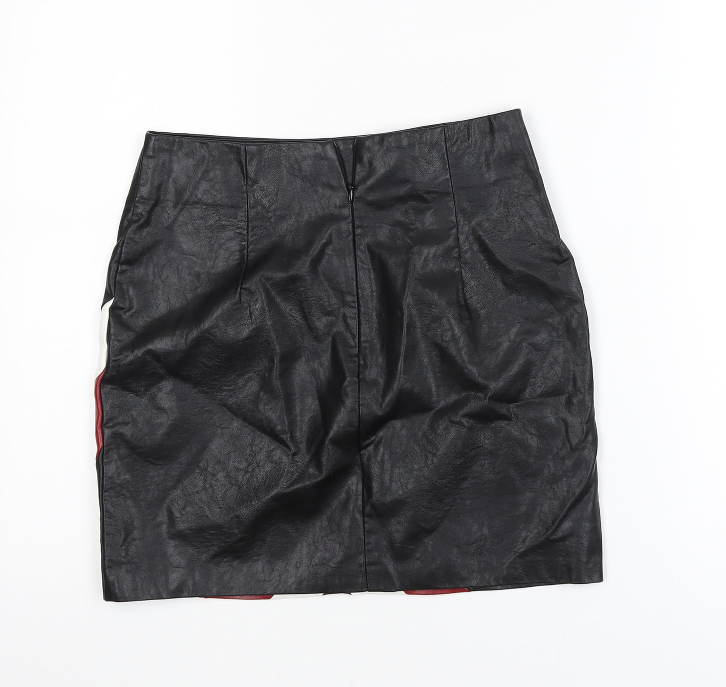 Vera & Lucy Women's Black Faux Leather Pencil Mini Skirt S