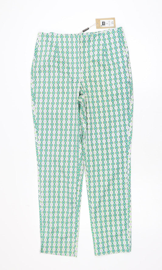 Gallery Womens Multicoloured Geometric Slim Trousers Size 10