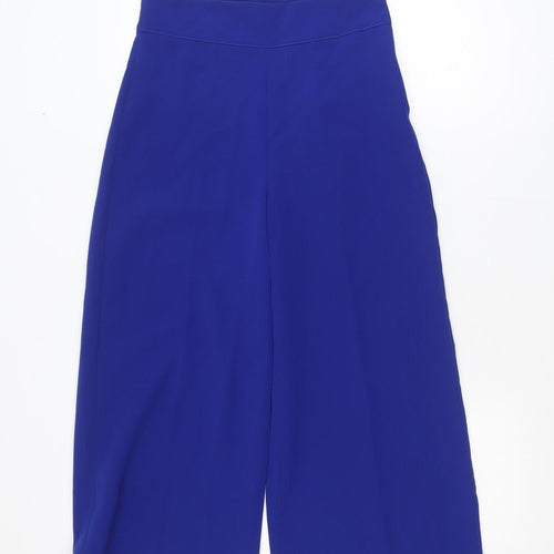 KYLA Womens Blue Wide-Leg Cropped Trousers M