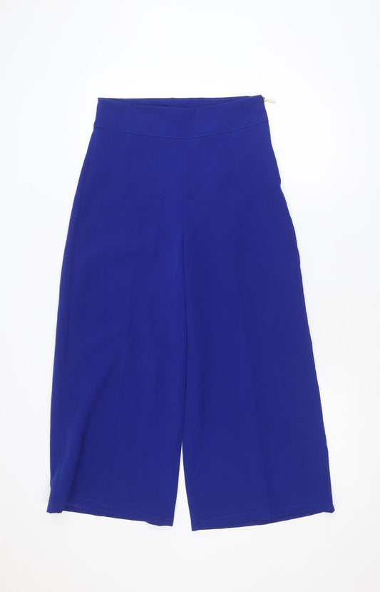 KYLA Womens Blue Wide-Leg Cropped Trousers M