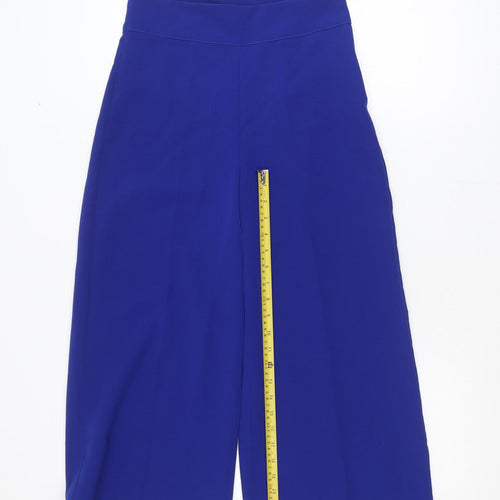 KYLA Womens Blue Wide-Leg Cropped Trousers M