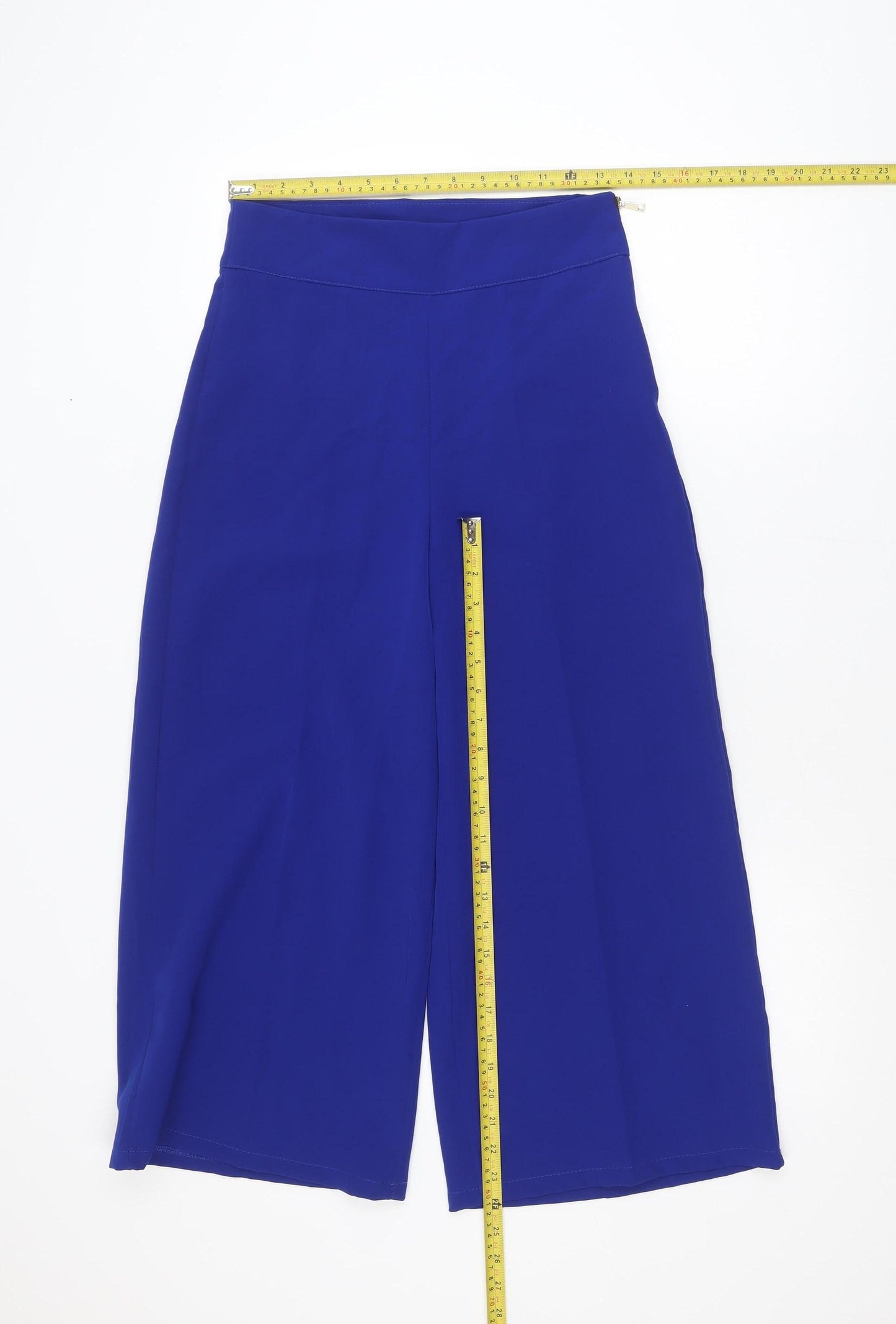 KYLA Womens Blue Wide-Leg Cropped Trousers M