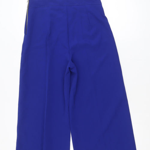 KYLA Womens Blue Wide-Leg Cropped Trousers M