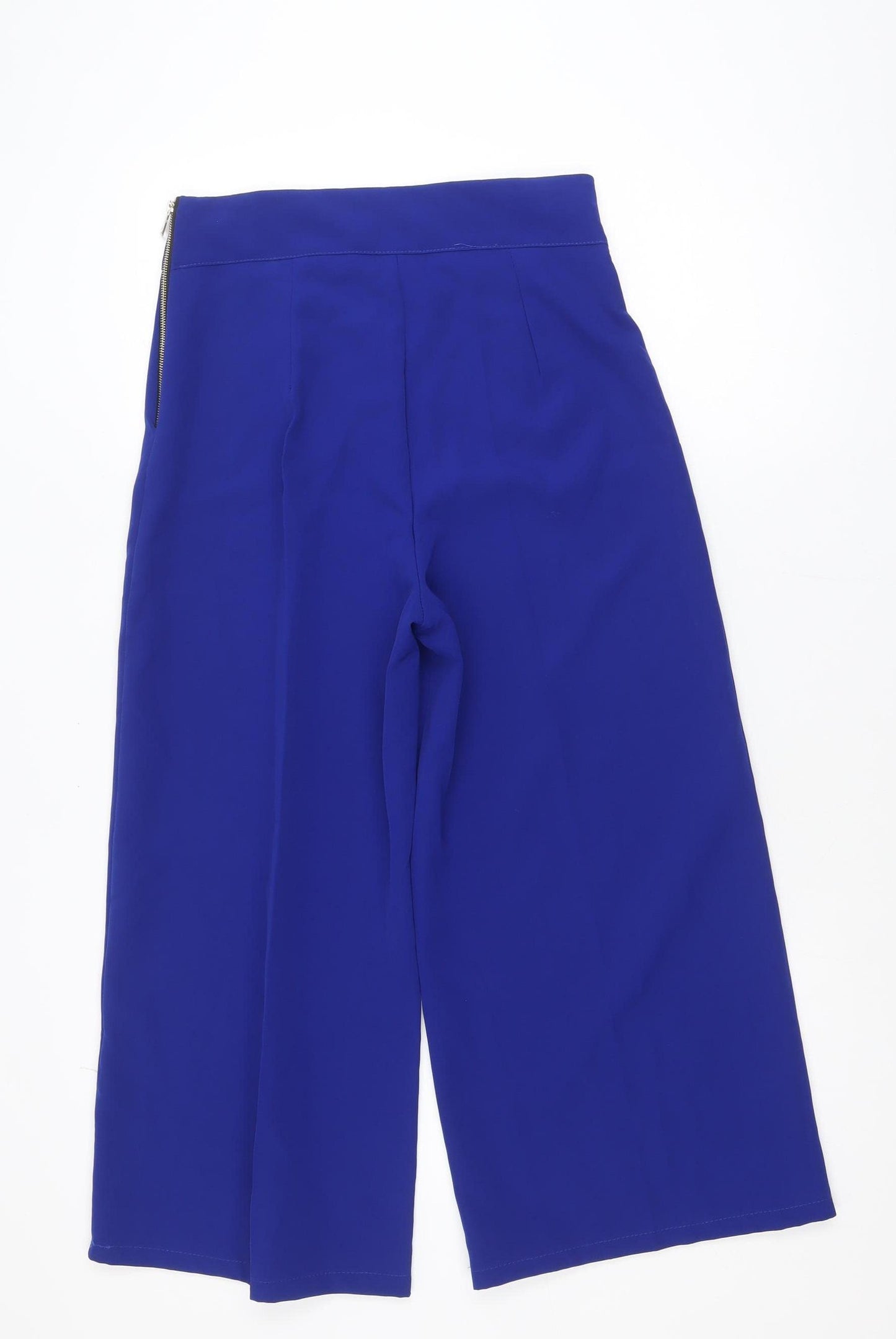 KYLA Womens Blue Wide-Leg Cropped Trousers M