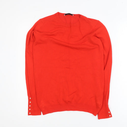 ZARA Women Red Knit Crew Neck Pullover Jumper Size 14