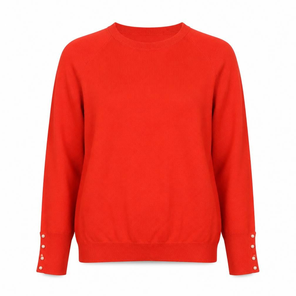 Front view of Zara Women Red Knit Crew Neck jumper, size 14