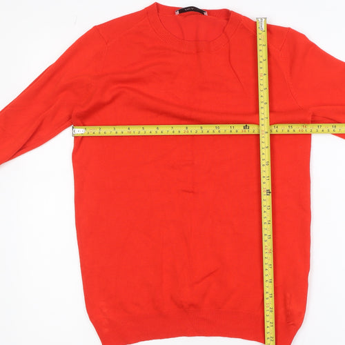 ZARA Women Red Knit Crew Neck Pullover Jumper Size 14