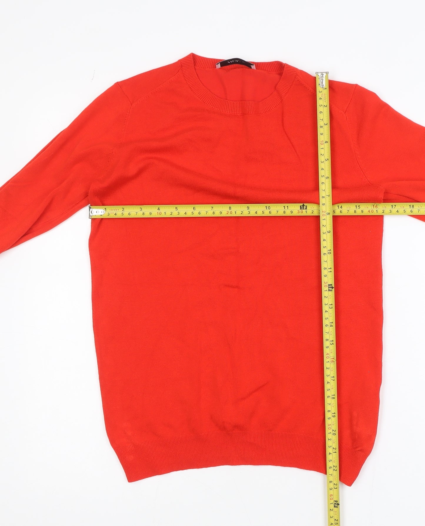 ZARA Women Red Knit Crew Neck Pullover Jumper Size 14