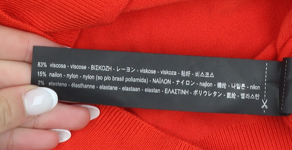 ZARA Women Red Knit Crew Neck Pullover Jumper Size 14