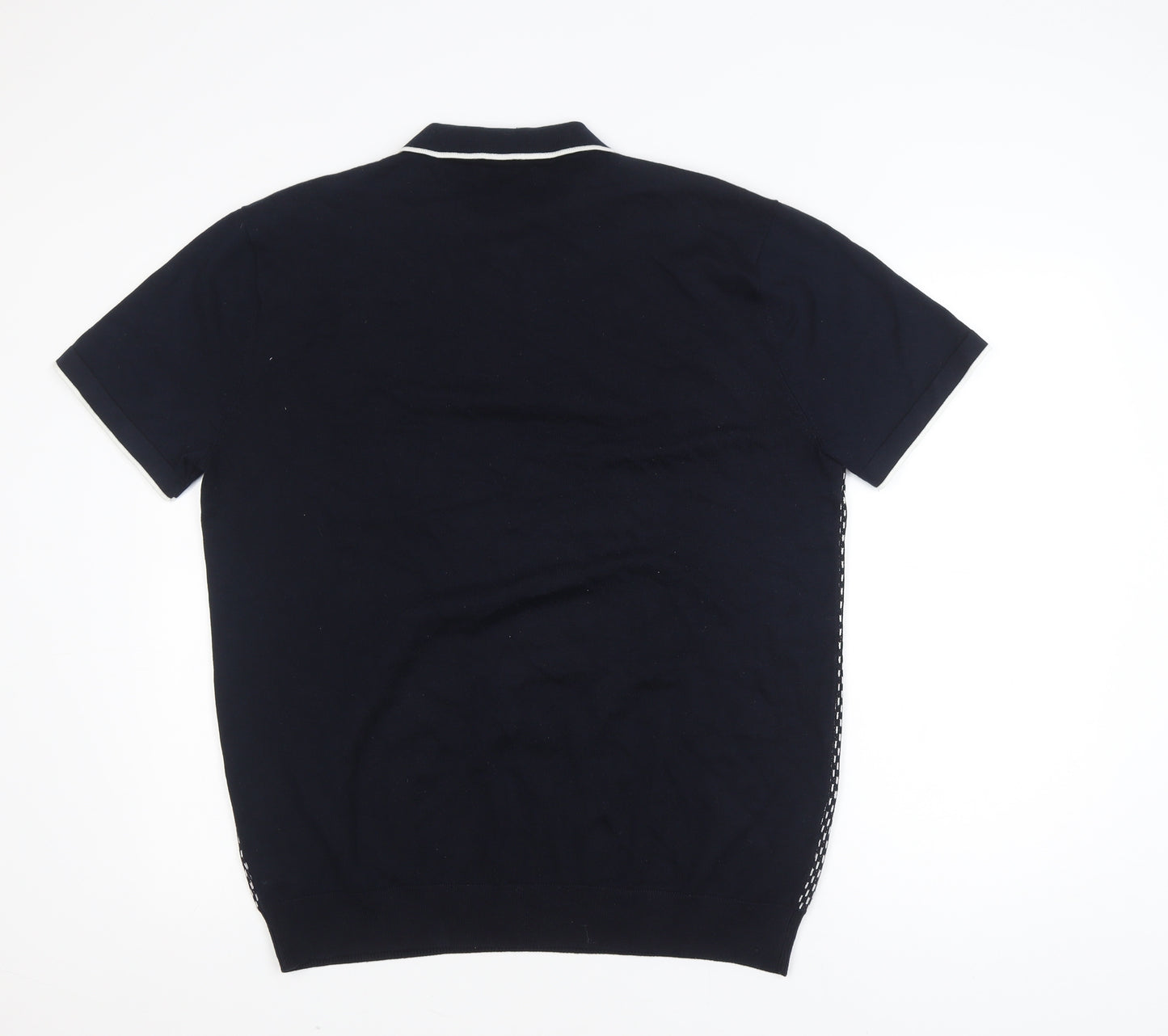 Next Men's Black 2XL Short Sleeve Zip Neck Polo Shirt