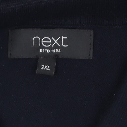 Next Men's Black 2XL Short Sleeve Zip Neck Polo Shirt