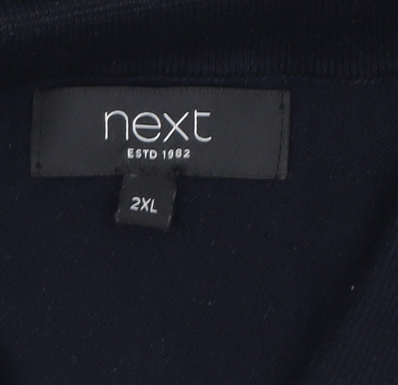 Next Men's Black 2XL Short Sleeve Zip Neck Polo Shirt