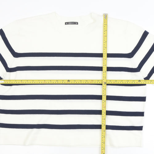 Dunnes Womens White Navy Stripe Short Sleeve Knit Jumper XL