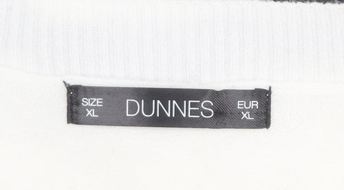 Dunnes Womens White Navy Stripe Short Sleeve Knit Jumper XL