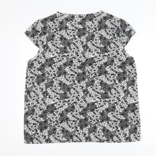 Peacocks Women's Black Heart Print Short Sleeve Blouse Size 16