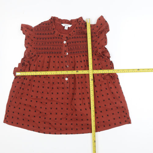 Next Women's Brown Smocked Ruffle Tunic Blouse UK 10